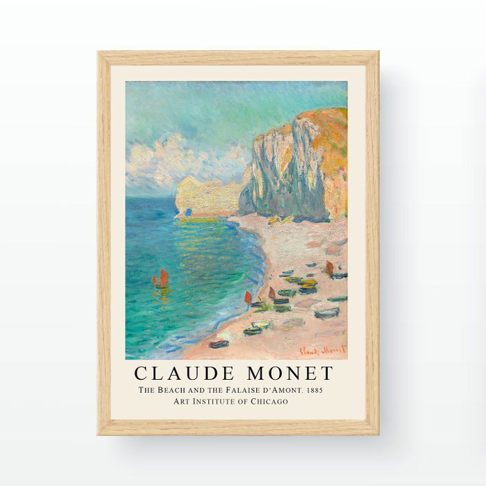 Wallity Cuadro Decorativo La playa y la falaise d'Amont de Claude Monet (55 x 75 cm)